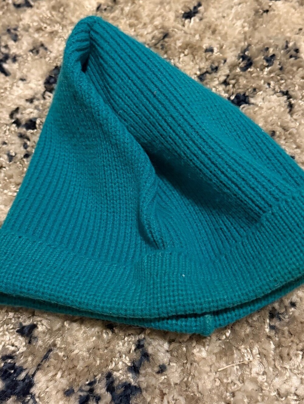 Vintage Teal Knit Beanie Solid Turquoise Ribbed